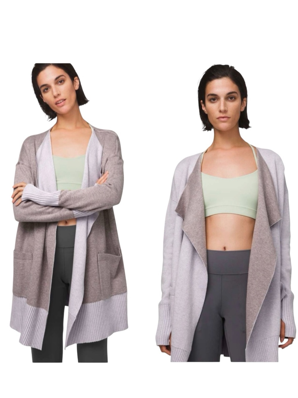 Lululemon Still Lotus Wrap Reversible Cardigan M Sweater Soft Pockets Knit Open